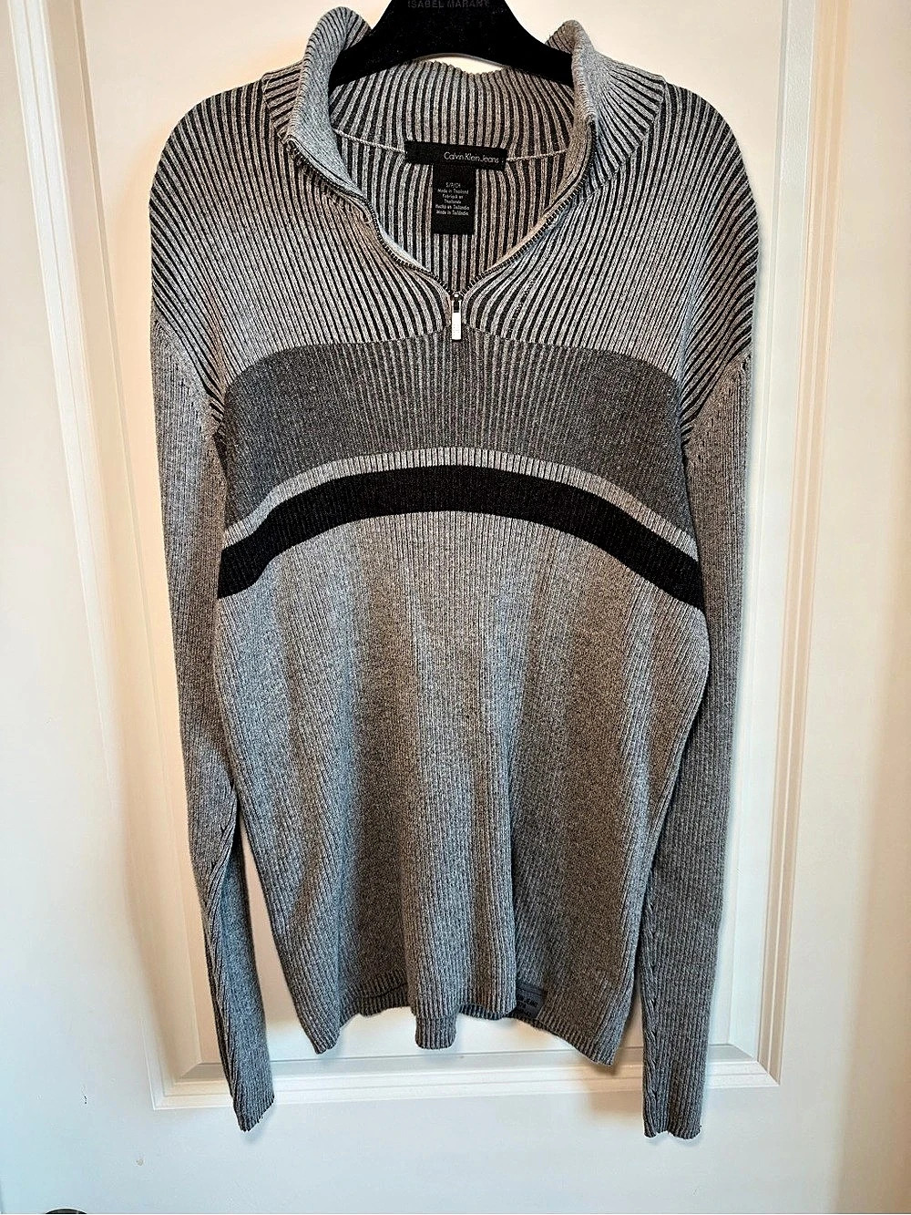 Calvin Klein Jeans Color Block Quarter-Zip Gray Black Small Like New